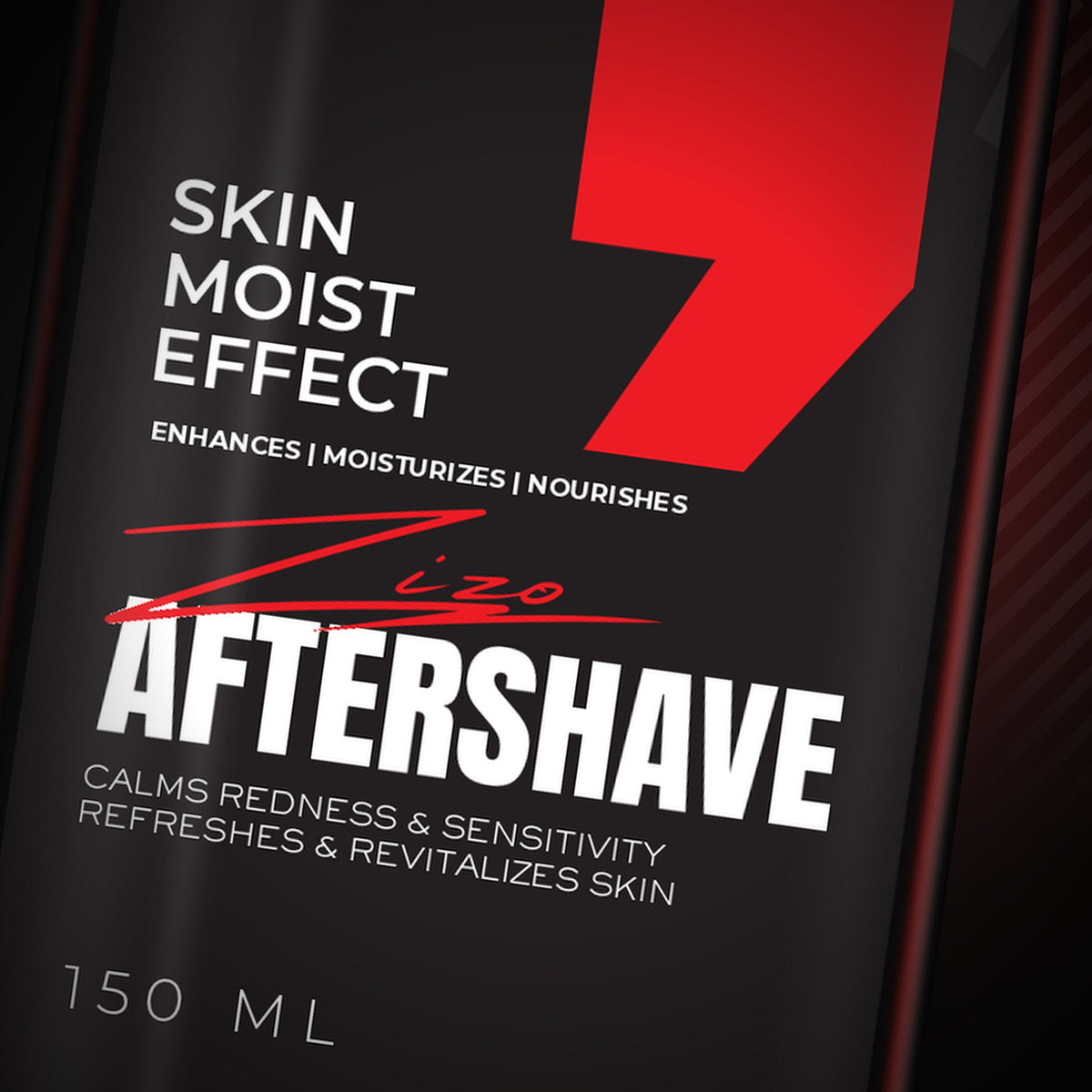 Close-up of the Signature Aftershave Skin Moist Effect label