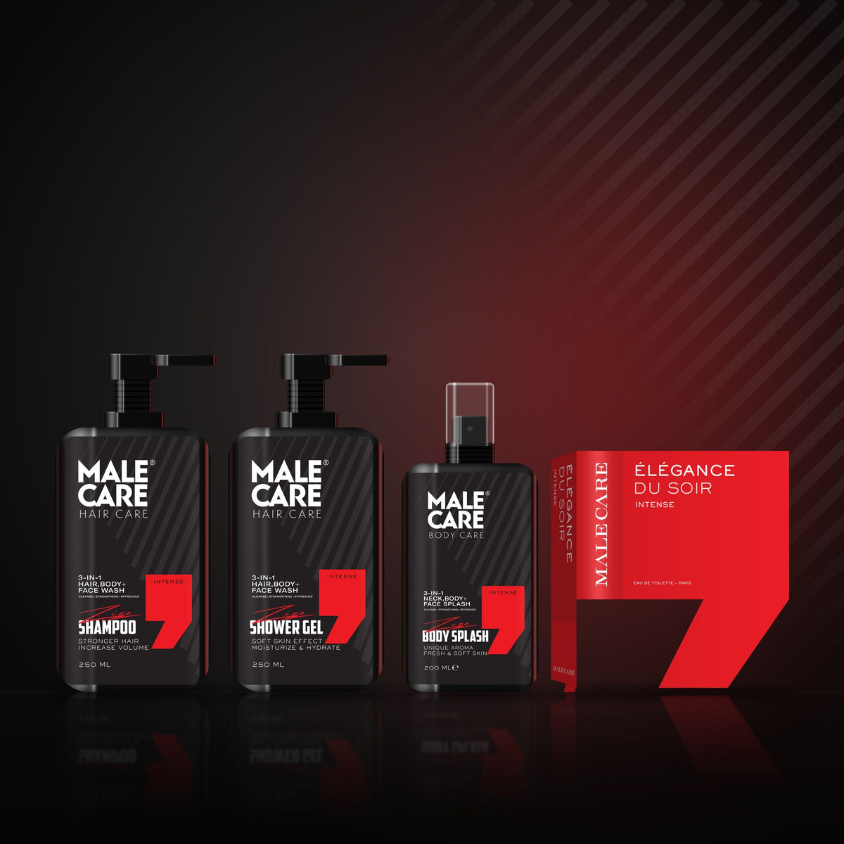 The Intense Scent Set: Shampoo, Shower Gel, Body Splash and matching Eau de Toilette