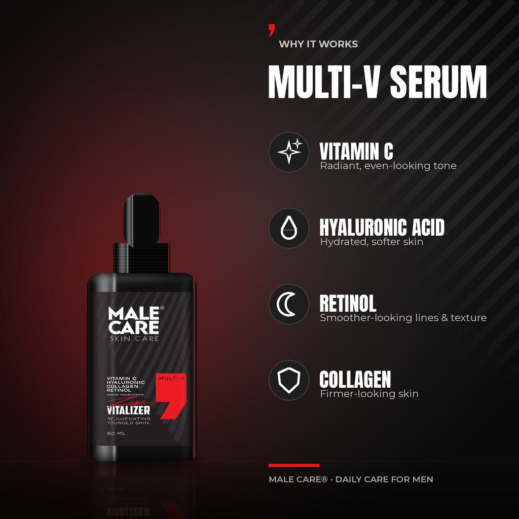 Signature Vitalizer Multi-V Face Serum key benefits: Vitamin C, Hyaluronic Acid, Retinol, Collagen